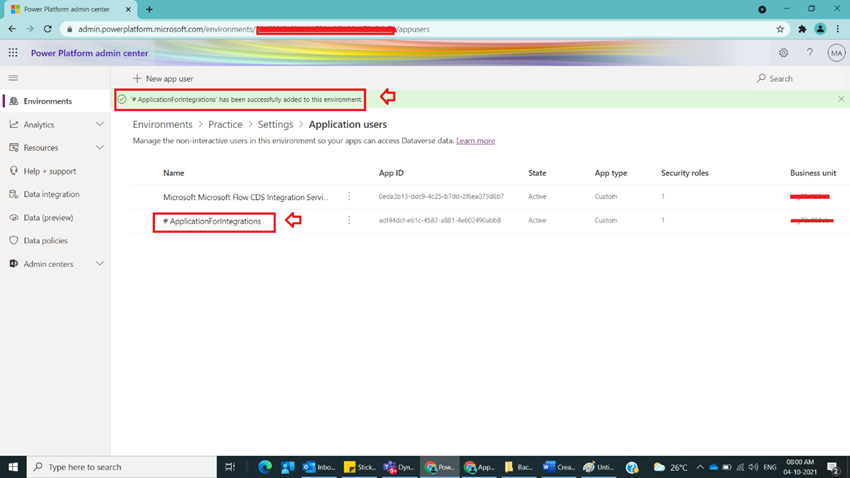 Create Application User in Dynamics CRM